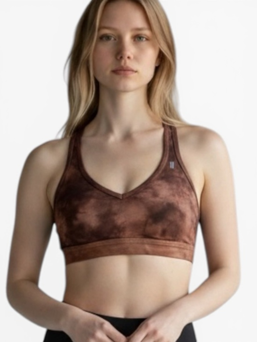 NOBULL Project Cross Back Sports Bra Brown Tie Dye Athletic Gym